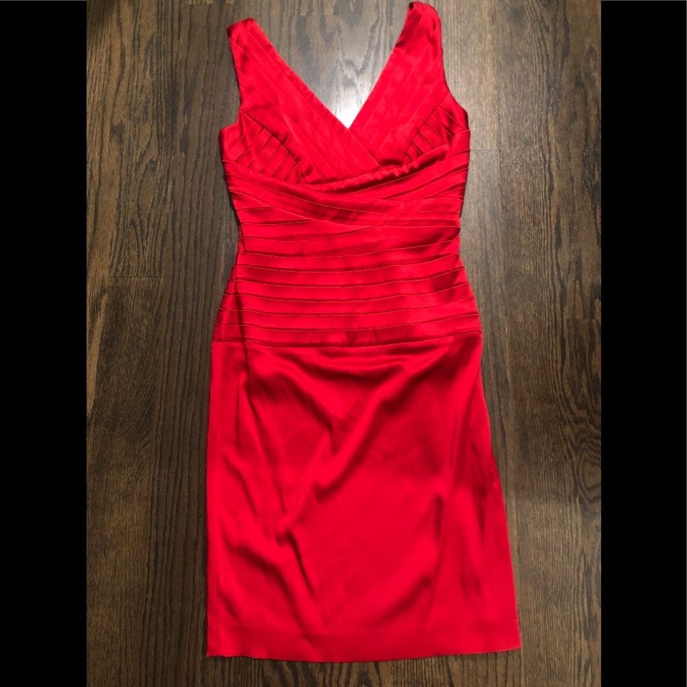 Fire engine red satin dress